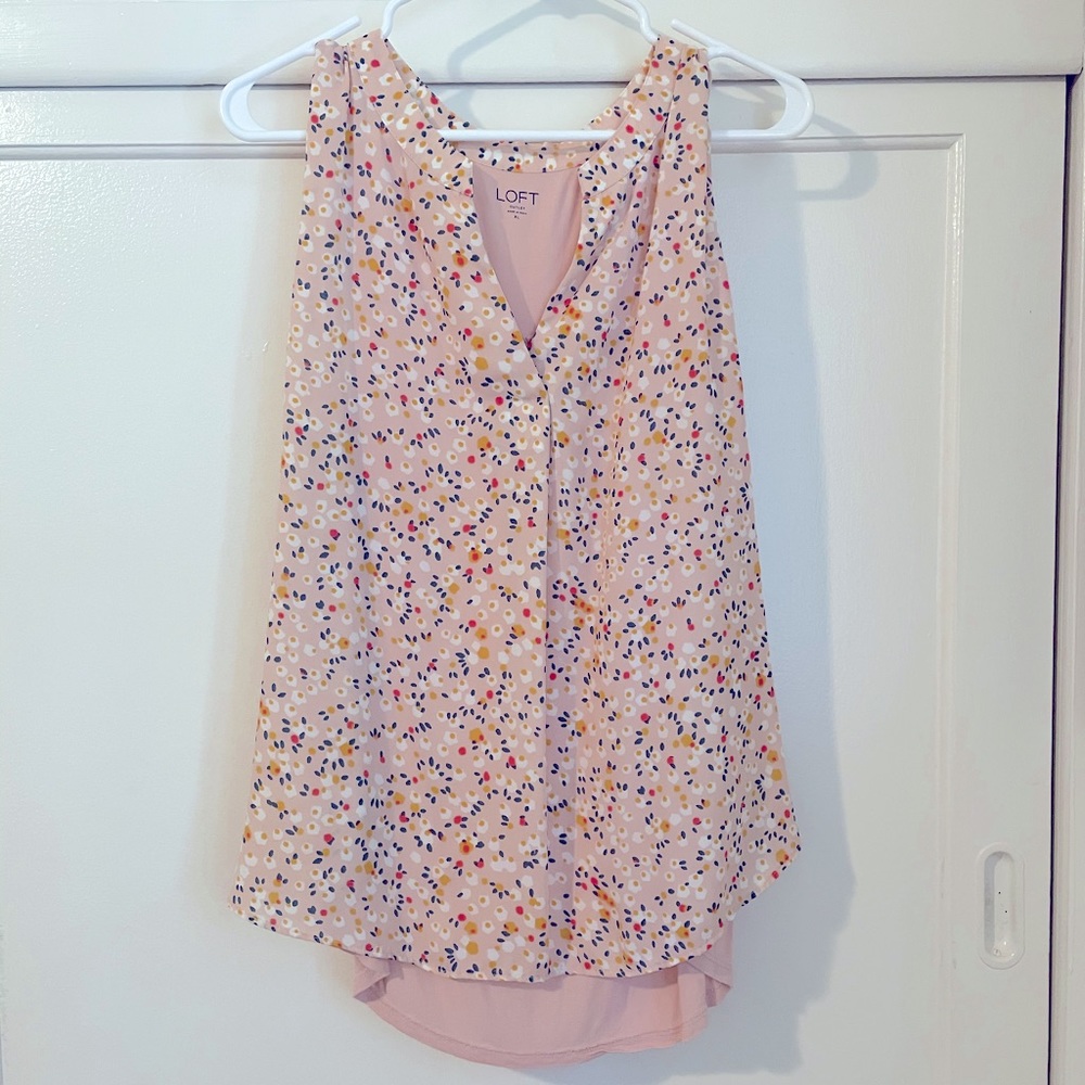 LOFT Pink Dot Tank Top XL EUC